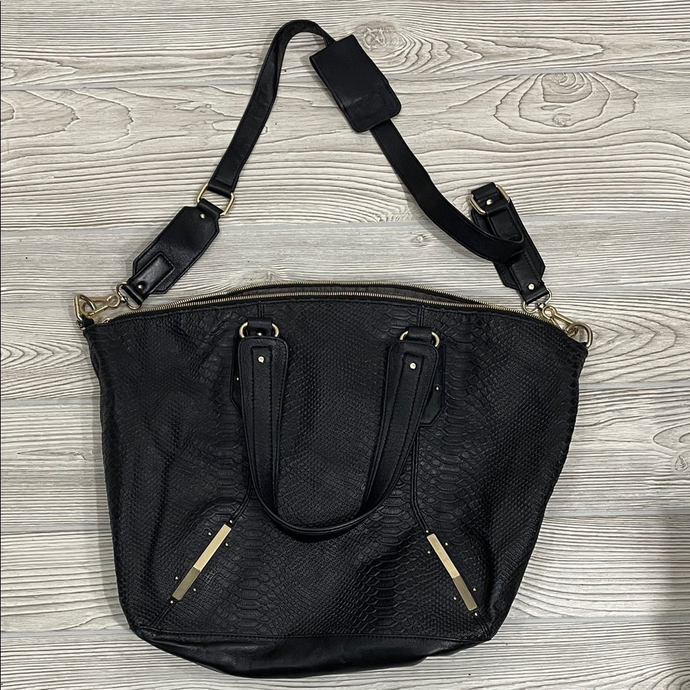 Vince Camuto Black Shoulder Bag with Gold Accents